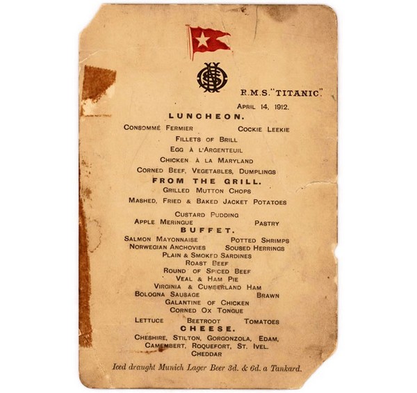 Titanic menu